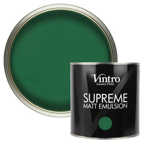 Vintro Luxury Matt Emulsion Green Multi Surface Paint for Walls, Ceilings, Wood, Metal - 2.5L (Brooklands)