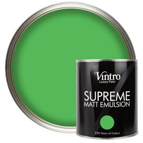 Vintro Luxury Matt Emulsion Green , Smooth Chalky Finish, Multi Surface Paint for Walls, Ceilings, Wood, Metal - 1L (Rainforest)