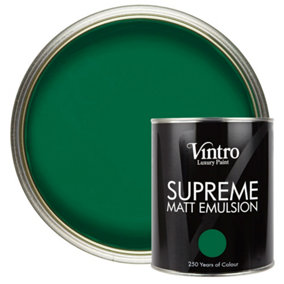 Vintro Luxury Matt Emulsion Green Smooth Chalky Finish, Multi Surface Paint - Walls, Ceilings, Wood, Metal 1L (Brooklands)