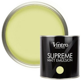 Vintro Luxury Matt Emulsion Green/Yellow Multi Surface Paint for Walls, Ceilings, Wood, Metal - 2.5L (Citron)