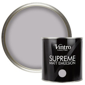 Vintro Luxury Matt Emulsion Grey Lilac, Multi Surface Paint for Walls, Ceilings, Wood, Metal - 2.5L (Paloma)