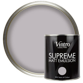 Vintro Luxury Matt Emulsion Grey/Lilac Smooth Chalky Finish, Multi Surface Paint - Walls, Ceilings, Wood, Metal - 1L (Paloma)