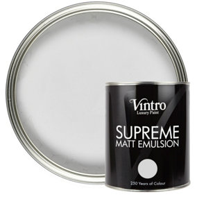 Vintro Luxury Matt Emulsion Grey Smooth Chalky Finish, Multi Surface Paint - Walls, Ceilings, Wood, Metal - 1L (Chrysler)