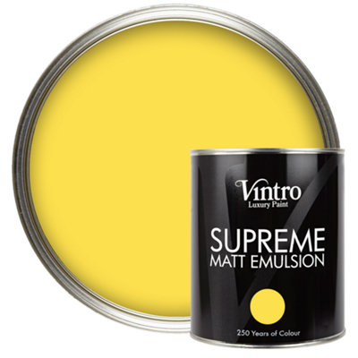 Vintro Luxury Matt Emulsion Highlighter Yellow, Multi Surface Paint for Walls, Ceilings, Wood, Metal - 1L (Yellow Maiden)