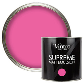 Vintro Luxury Matt Emulsion Hot Pink Multi Surface Paint for Walls, Ceilings, Wood, Metal - 2.5L (Belladonna)