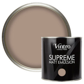 Vintro Luxury Matt Emulsion Light Brown, Multi Surface Paint for Walls, Ceilings, Wood, Metal - 2.5L (Cafe au Lait)