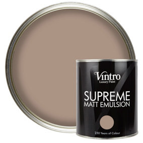 Vintro Luxury Matt Emulsion Light Brown , Smooth Chalky Finish, Multi Surface Paint for Walls, Ceilings, Wood, Metal - 1L