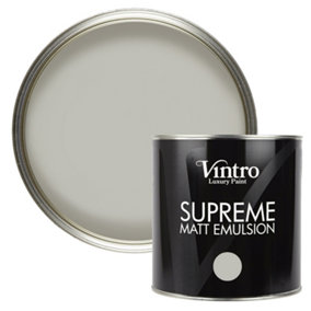 Vintro Luxury Matt Emulsion Light Grey Multi Surface Paint for Walls, Ceilings, Wood, Metal - 2.5L (Tower Bridge)