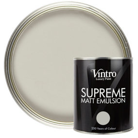 Vintro Luxury Matt Emulsion  Light Grey, Smooth Chalky Finish, Multi Surface Paint for Walls, Ceilings, Wood, Metal - 1L (Dove)