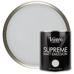 Vintro Luxury Matt Emulsion Light Grey Smooth Chalky Finish, Multi Surface Paint - Walls, Ceilings, Wood, Metal 1L (Bidston Grey)