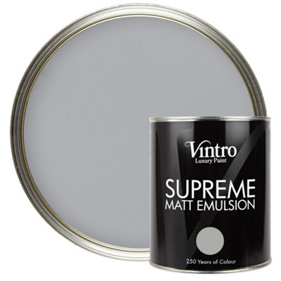 Vintro Luxury Matt Emulsion Light Grey Smooth Finish, Multi Surface Paint - Walls, Ceilings, Wood, Metal - 1L (Lincoln Grey)