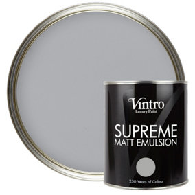 Vintro Luxury Matt Emulsion Light Grey Smooth Finish, Multi Surface Paint - Walls, Ceilings, Wood, Metal - 1L (Lincoln Grey)