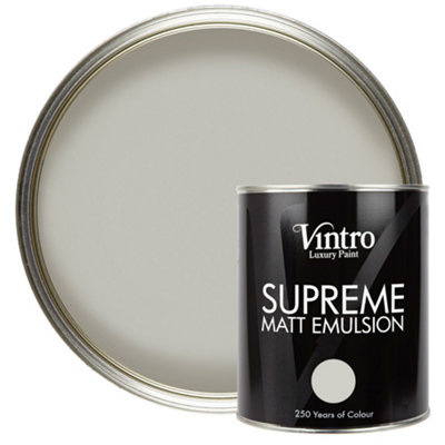 Vintro Luxury Matt Emulsion Light Grey Smooth Finish, Multi Surface Paint - Walls, Ceilings, Wood, Metal - 1L (Tower Bridge)