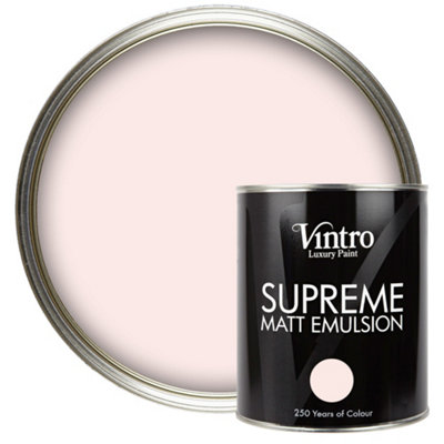 Vintro Luxury Matt Emulsion Light Pink Smooth Chalky Finish, Multi Surface Paint - Walls, Ceilings, Wood, Metal - 1L (Candyfloss)