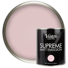 Vintro Luxury Matt Emulsion Light Pink Smooth Finish Multi Surface Paint - Walls Ceilings Wood Metal 1L (Madame de Pompadour)