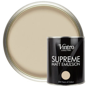 Vintro Luxury Matt Emulsion Light Stone , Smooth Chalky Finish, Multi Surface Paint for Walls, Ceilings, Wood, Metal - 1L (Pebble)