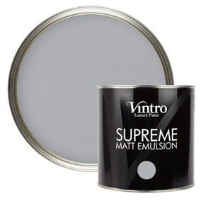 Vintro Luxury Matt Emulsion Mid Grey Multi Surface Paint for Walls, Ceilings, Wood, Metal - 2.5L (Lincoln Grey)