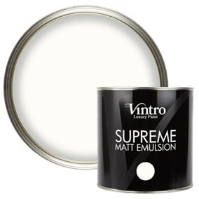 Vintro Luxury Matt Emulsion Off-White, Multi Surface Paint for Walls, Ceilings, Wood, Metal - 2.5L (Pearl)