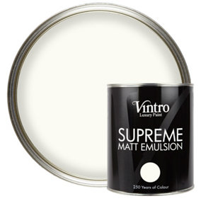 Vintro Luxury Matt Emulsion Off-White Smooth Chalky Finish, Multi Surface Paint - Walls, Ceilings, Wood, Metal - 1L (Nymph)