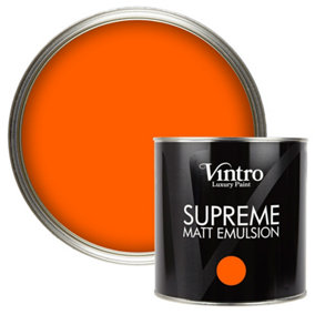 Vintro Luxury Matt Emulsion Orange Multi Surface Paint for Walls, Ceilings, Wood, Metal - 2.5L (Pumpkin)