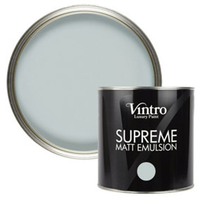 Vintro Luxury Matt Emulsion Pale Blue-Green Multi Surface Paint for Walls, Ceilings, Wood, Metal - 2.5L (Harewood)