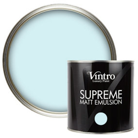 Vintro Luxury Matt Emulsion Pale Blue, Multi Surface Paint for Walls, Ceilings, Wood, Metal - 2.5L (Moonstone)