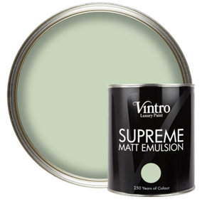 Vintro Luxury Matt Emulsion Pale Green Smooth Chalky Finish, Multi Surface Paint - Walls, Ceilings, Wood, Metal - 1L (Verdant)