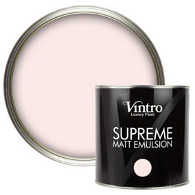 Vintro Luxury Matt Emulsion Pale Pink, Multi Surface Paint for Walls, Ceilings, Wood, Metal - 2.5L (Candyfloss)