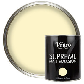 Vintro Luxury Matt Emulsion Pale Yellow Smooth Chalky Finish, Multi Surface Paint - Walls, Ceilings, Wood, Metal - 1L (Isabella)
