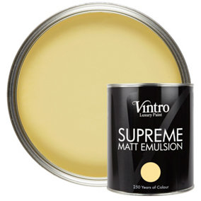 Vintro Luxury Matt Emulsion Pale Yellow Smooth Chalky Finish, Multi Surface Paint - Walls, Ceilings, Wood, Metal - 1L (Xanthe)