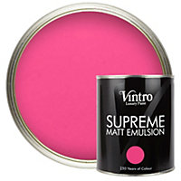Vintro Luxury Matt Emulsion Pink, Smooth Chalky Finish, Multi Surface Paint for Walls, Ceilings, Wood, Metal - 1L (Deptford Pink)