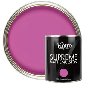 Vintro Luxury Matt Emulsion Pinky/Purple Smooth Chalky Finish, Multi Surface Paint - Walls, Ceilings, Wood, Metal - 1L (Orchid)
