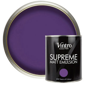 Vintro Luxury Matt Emulsion Purple Smooth Chalky Finish, Multi Surface Paint - Walls, Ceilings, Wood, Metal - 1L (Royal Purple)