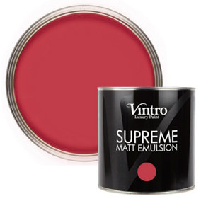 Vintro Luxury Matt Emulsion Red, Multi Surface Paint for Walls, Ceilings, Wood, Metal - 2.5L (Poppy)