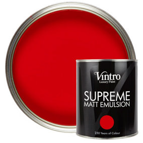 Vintro Luxury Matt Emulsion Red Smooth Chalky Finish, Multi Surface Paint - Walls, Ceilings, Wood, Metal - 1L (Valentine)