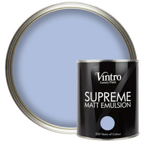 Vintro Luxury Matt Emulsion Sky Blue, Smooth Chalky Finish, Multi Surface Paint - Walls, Ceilings, Wood, Metal - 1L (Georgian Sky)