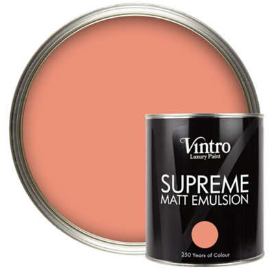 Vintro Luxury Matt Emulsion Terracotta, Multi Surface Paint for Walls, Ceilings, Wood, Metal - 1L (Porto Terracotta)