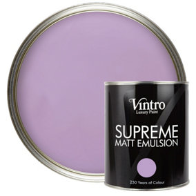 Vintro Luxury Matt Emulsion Violet Smooth Finish, Multi Surface Paint - Walls, Ceilings, Wood, Metal - 1L (Dames Violet)