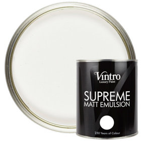 Vintro Luxury Matt Emulsion White, Smooth Chalky Finish, Multi Surface Paint for Walls, Ceilings, Wood, Metal - 1L (Crystal)