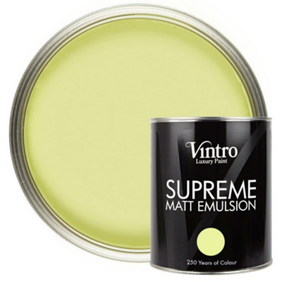 Vintro Luxury Matt Emulsion Yellow/Green Smooth Chalky Finish, Multi Surface Paint - Walls, Ceilings, Wood, Metal 1L (Citron)