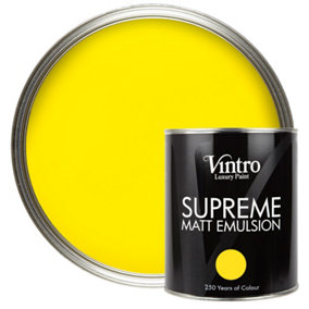 Vintro Luxury Matt Emulsion Yellow, Multi Surface Paint for Walls, Ceilings, Wood, Metal - 1L (Osborne Yellow)