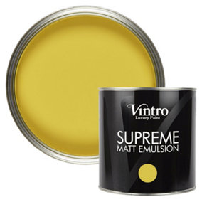 Vintro Luxury Matt Emulsion Yellow, Multi Surface Paint for Walls, Ceilings, Wood, Metal - 2.5L (Sunflower)