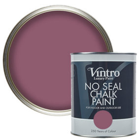 Vintro No Seal Chalk Paint Aubergine Interior & Exterior For Furniture Walls Wood Metal 1 Litre (Old Mauve)