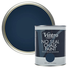 Vintro No Seal Chalk Paint Blacky/Blue Interior & Exterior For Furniture Walls Wood Metal 1 Litre (Nightfall)