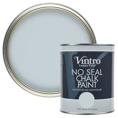 Vintro No Seal Chalk Paint Blue-Grey Interior & Exterior For Furniture Walls Wood Metal 1 Litre (Aurora)