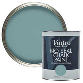 Vintro No Seal Chalk Paint Blue Interior & Exterior For Furniture Walls Wood Metal 1 Litre (Casper)