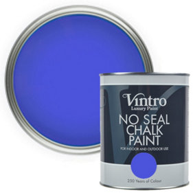 Vintro No Seal Chalk Paint Blue Interior & Exterior For Furniture Walls Wood Metal 1 Litre (Raphael Blue)