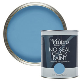 Vintro No Seal Chalk Paint Blue Interior & Exterior For Furniture Walls Wood Metal 1 Litre (Trinity)