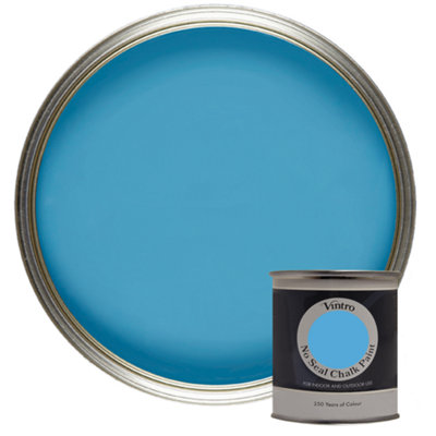 Vintro No Seal Chalk Paint Blue Interior & Exterior For Furniture Walls Wood Metal 200ml (Trinity)