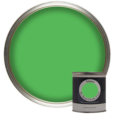 Vintro No Seal Chalk Paint Bright Green Interior & Exterior For Furniture Walls Wood Metal 200ml (Rainforest)